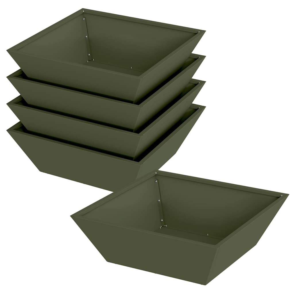 Vaso da fiori da giardino Vidaxl 5 pezzi verde oliva 50 x 50 x 15 cm