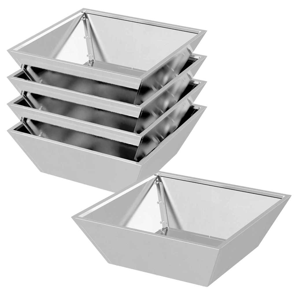 VidaXL macetero de jardín 5 piezas plateado 50 x 50 x 15 cm acero inoxidable