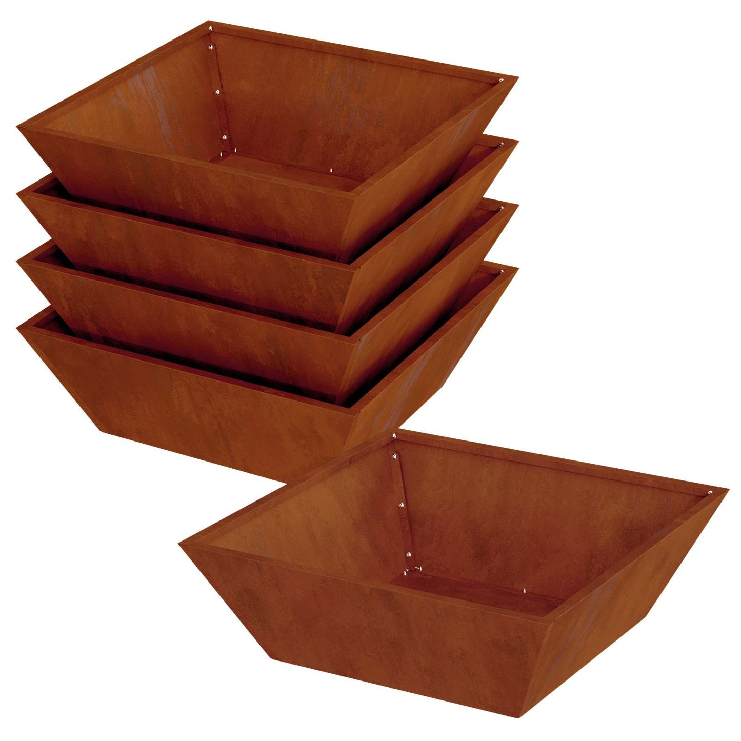 Vidaxl tuin bloempot 5 pcs roestig 50 x 50 x 15 cm cortenstaal