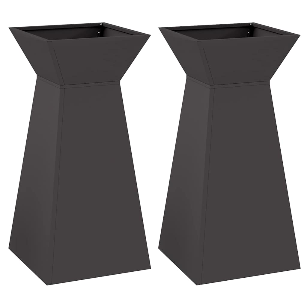 VidaXL macetero de columna 2 piezas negro 35 x 35 x 73 cm