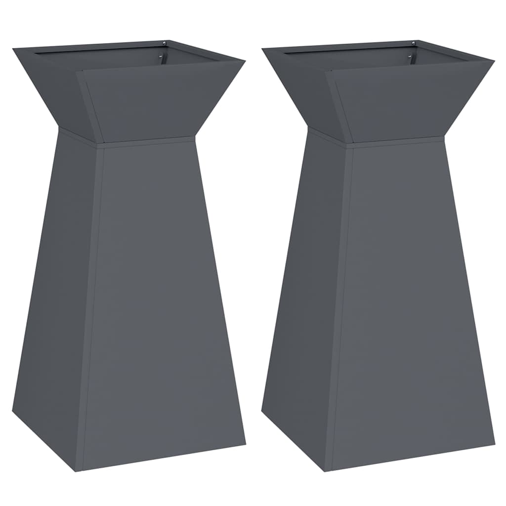 Fioriera a colonna Vidaxxl 2 pezzi antracite 35 x 35 x 73 cm