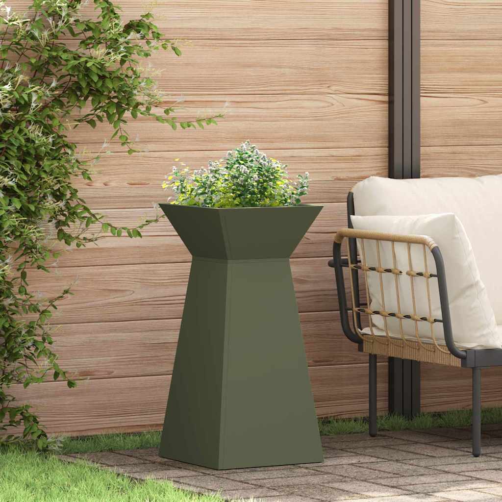 Jardinera de columna VidaXL verde oliva 35 x 35 x 73 cm