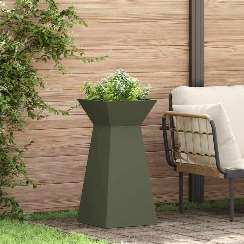 Fioriera a colonna VidaXL 2 pezzi verde oliva 35 x 35 x 73 cm