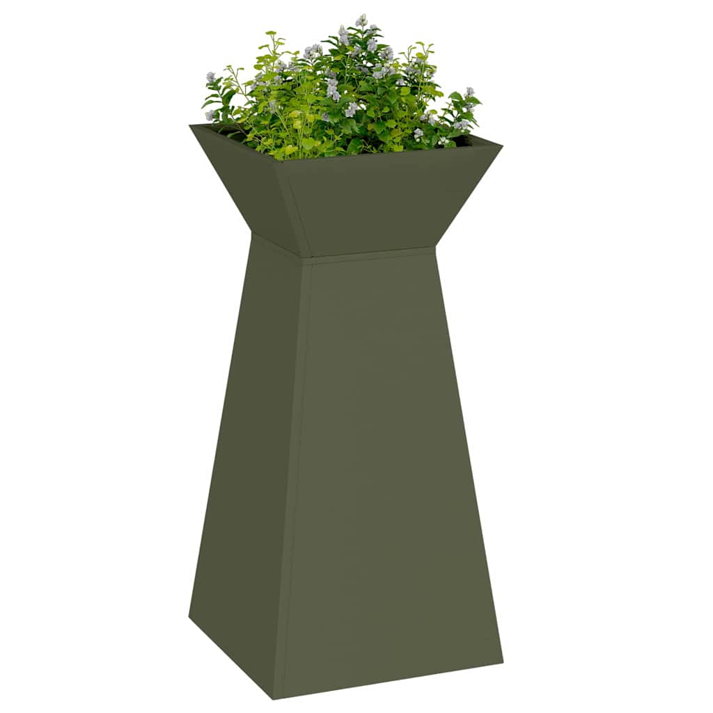 Fioriera a colonna VidaXL 2 pezzi verde oliva 35 x 35 x 73 cm