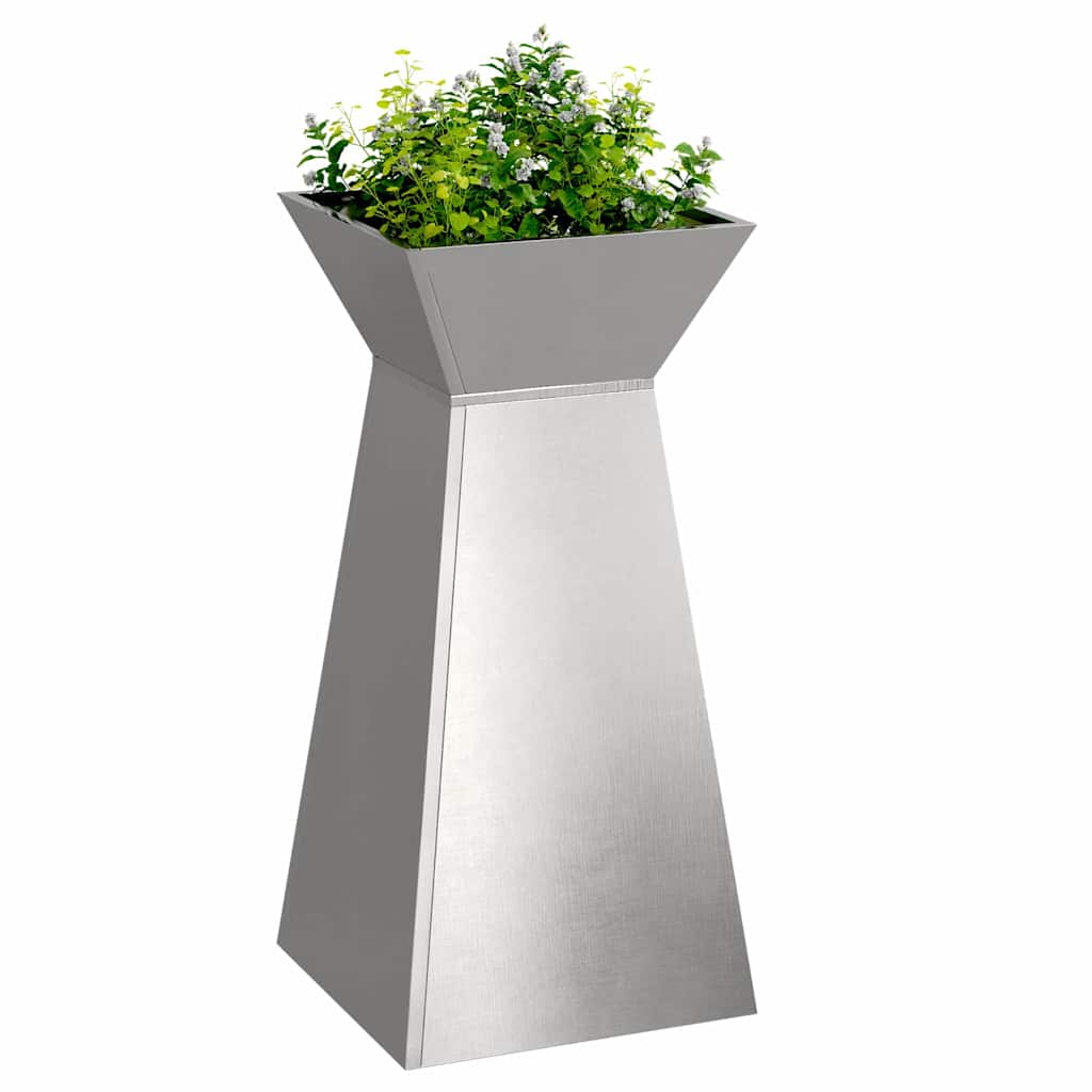 Fioriera a colonna VidaXL argento 35 x 35 x 73 cm in acciaio inossidabile