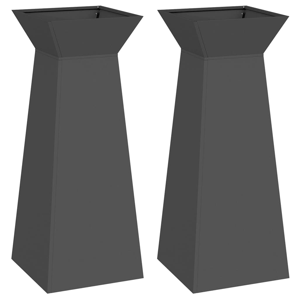 Fioriera a colonna VidaXL 2 pezzi nera 40 x 40 x 100 cm