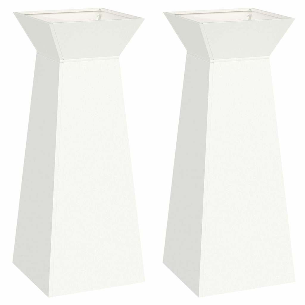VidaXL macetero de columna 2 piezas blanco 40 x 40 x 100 cm