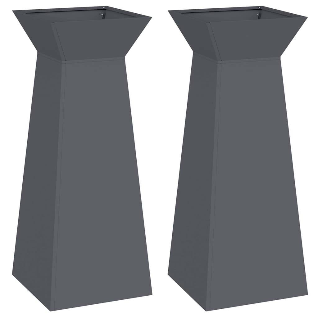 Vidaxxl macetero de columna 2 piezas antracita 40 x 40 x 100 cm