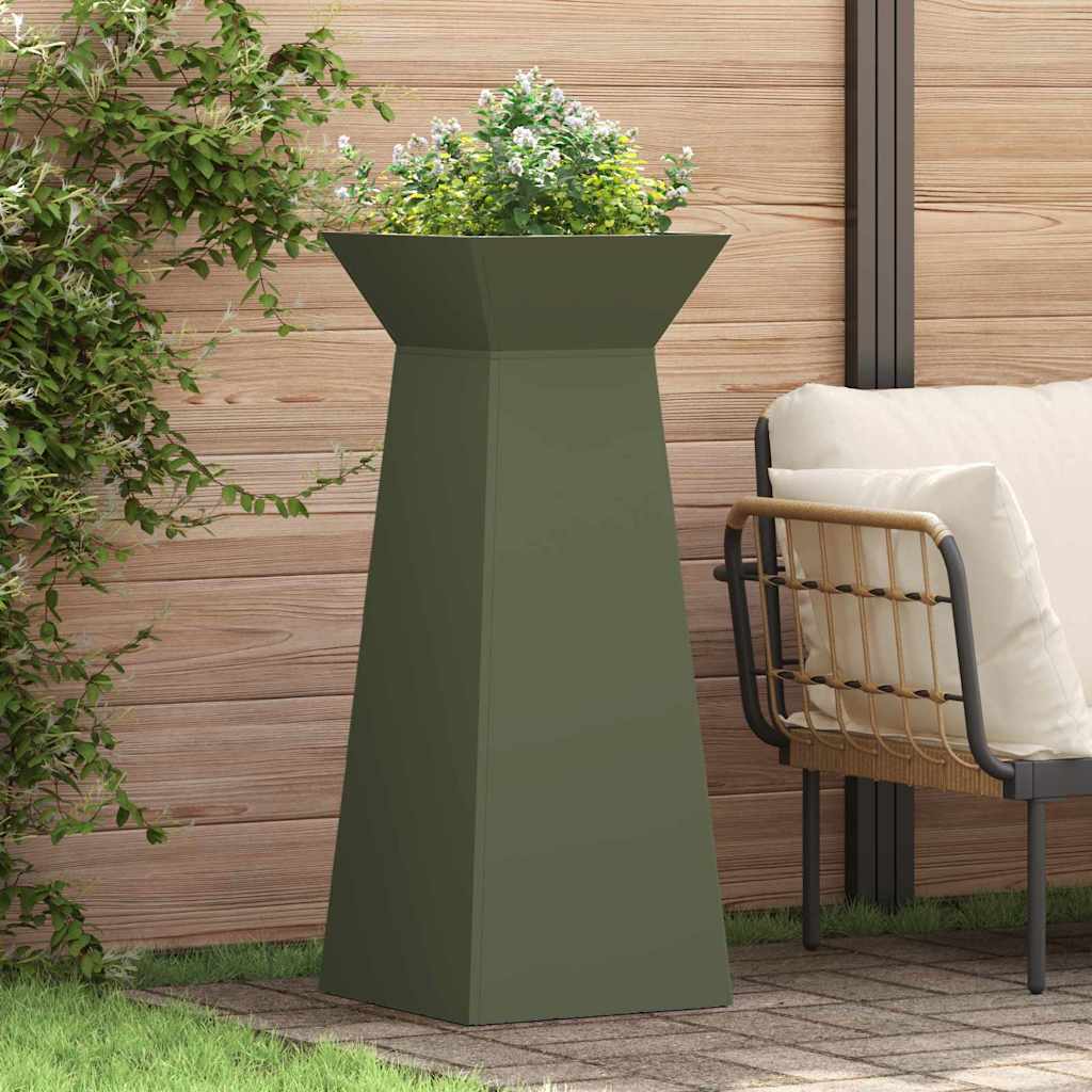 Vidaxxl macetero de columna 2 piezas verde oliva 40 x 40 x 100 cm