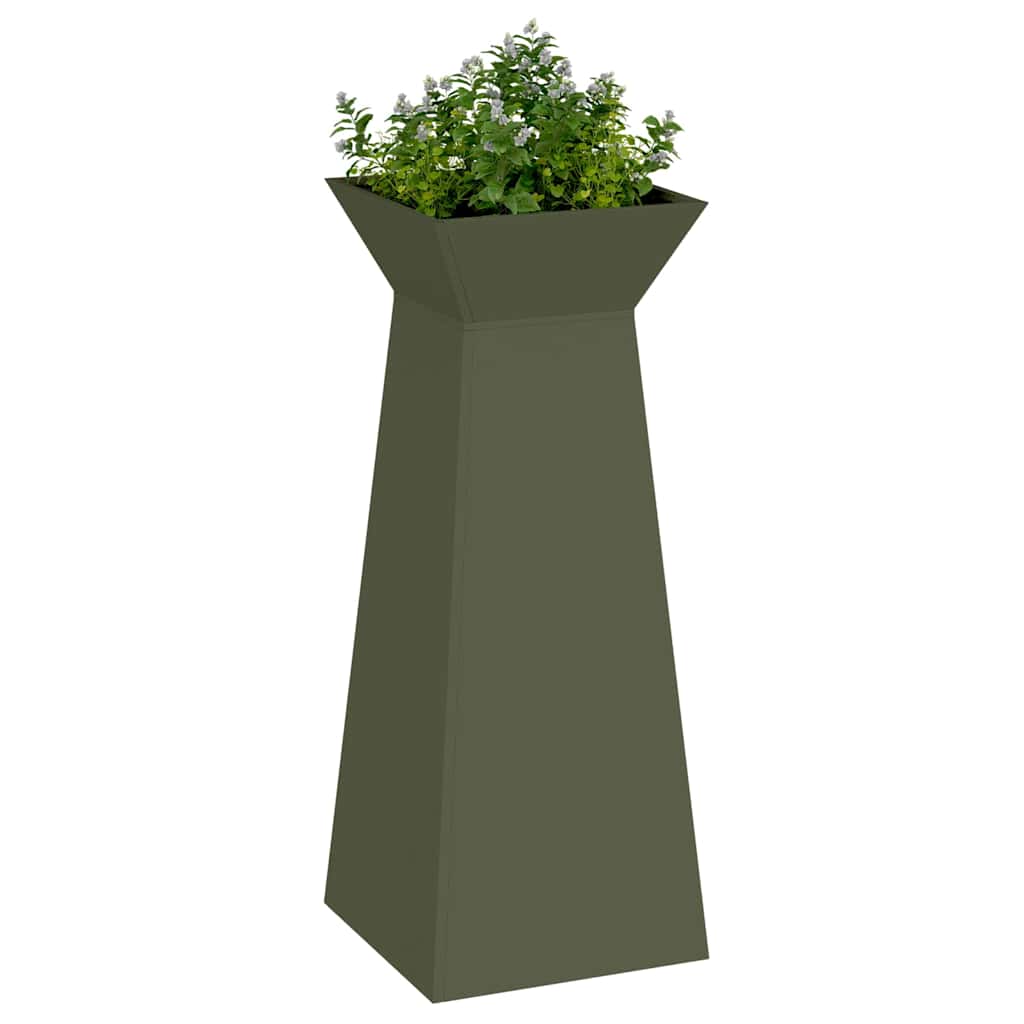 Vidaxxl macetero de columna 2 piezas verde oliva 40 x 40 x 100 cm
