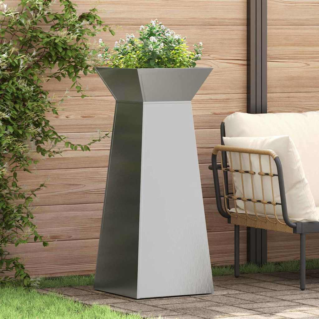 Fioriera a colonna VidaXL 2 pezzi argento 40 x 40 x 100 cm