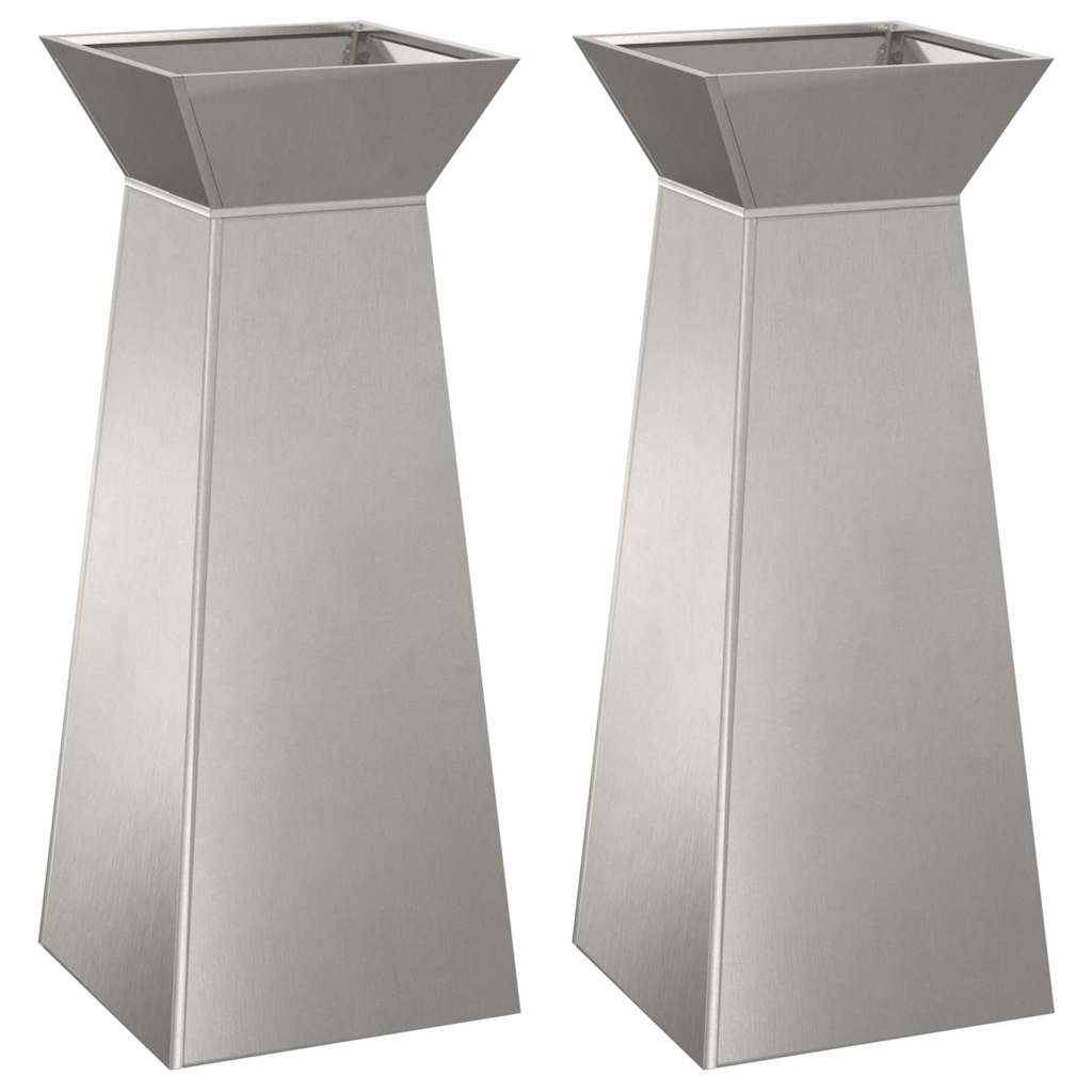 Fioriera a colonna VidaXL 2 pezzi argento 40 x 40 x 100 cm