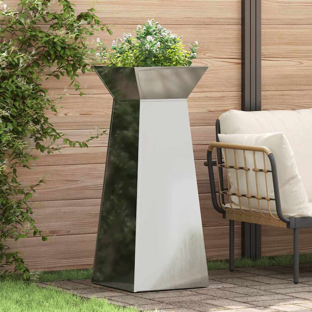 VidaXL macetero de columna 2 piezas plateado 40 x 40 x 100 cm
