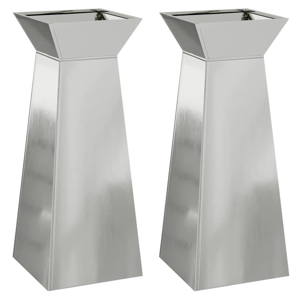 VidaXL macetero de columna 2 piezas plateado 40 x 40 x 100 cm