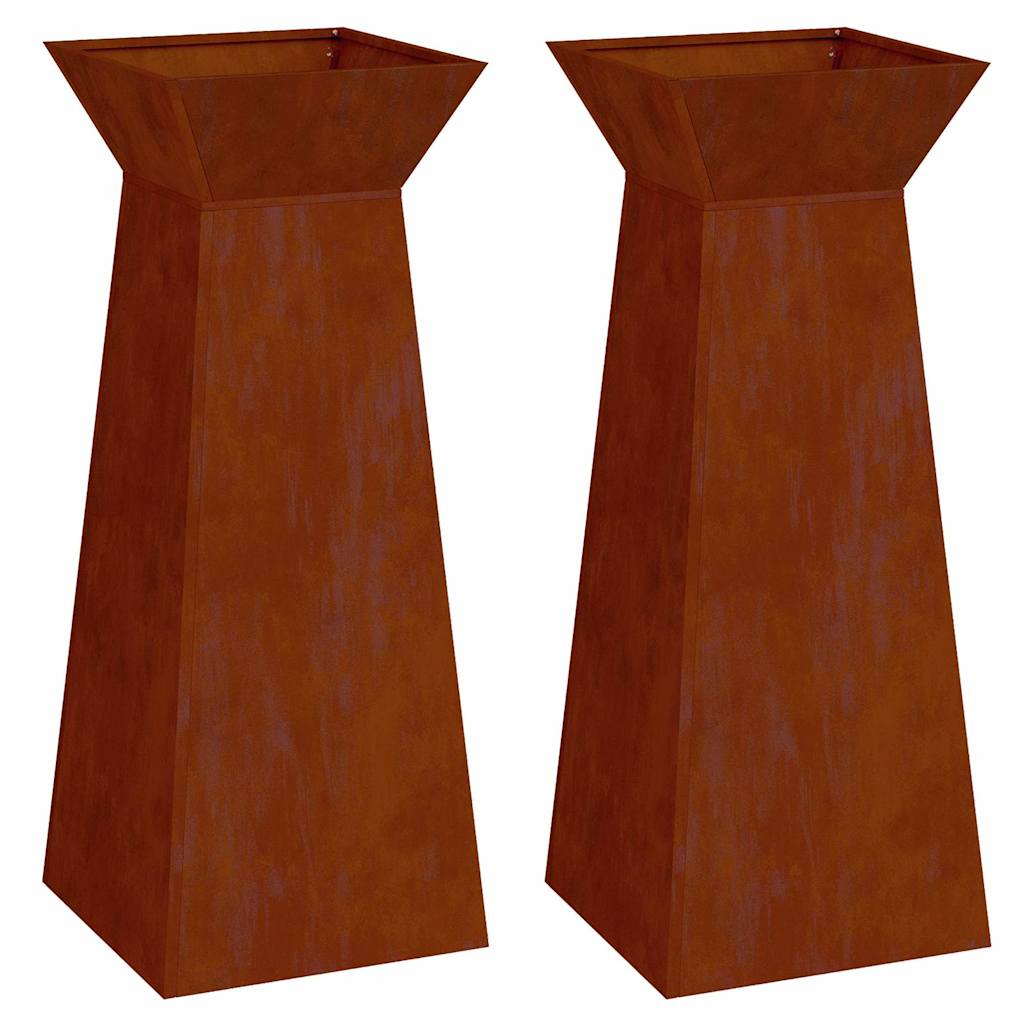 Vidaxl pilaar plantenbak 2 pcs zilver 40 x 40 x 100 cm cortenstaal
