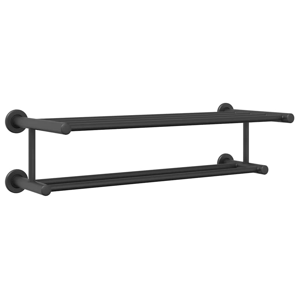 Vidaxl handdoekrek zwart 61 x 23 x 17 cm roestvrij staal