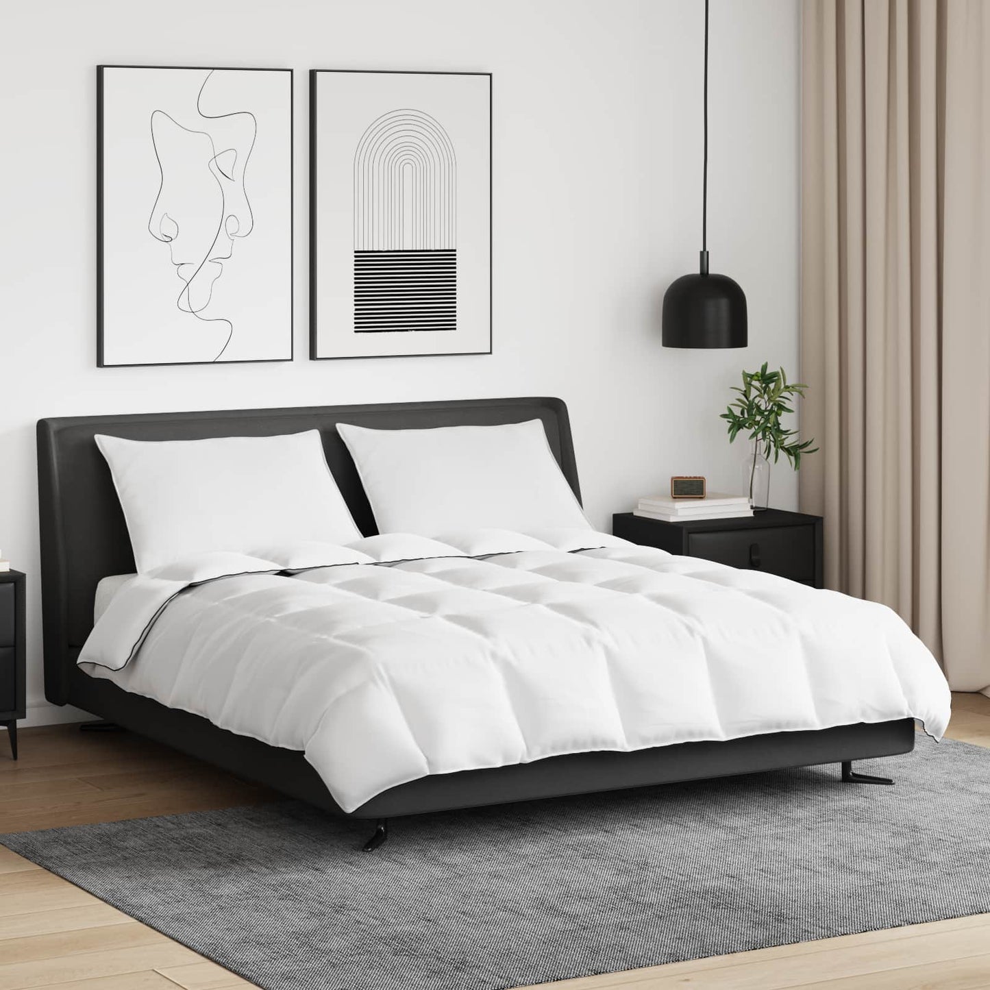 Vidaxl edredón de invierno con almohada 3 piezas plumas blancas
