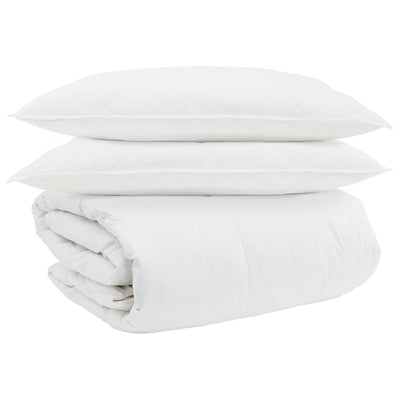 Vidaxl set copripiumino con cuscino 3 pezzi in piuma bianca