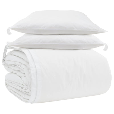 Vidaxl juego nórdico con almohada 3 piezas plumón blanco