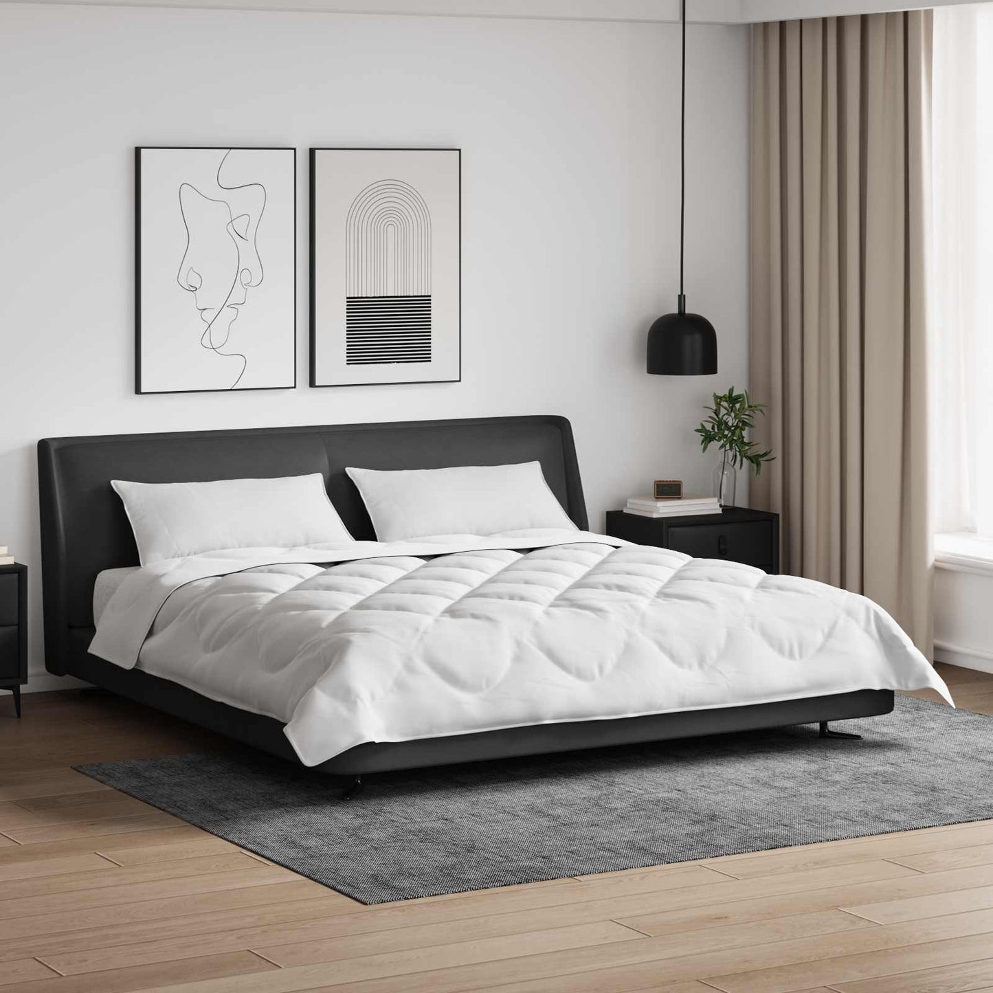 Vidaxl all-season dekbed met kussen 3 pcs wit microvezel