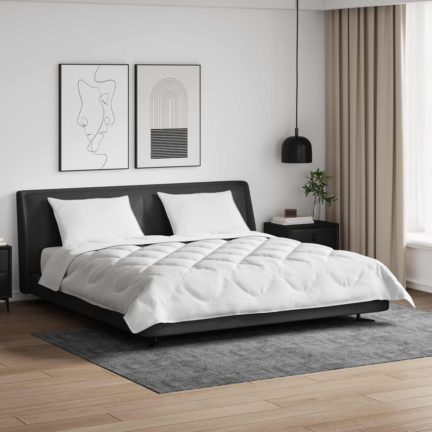 Vidaxl all-season dekbed met kussen 3 pcs wit microvezel