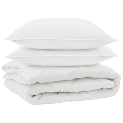 Vidaxl all-season dekbed met kussen 3 pcs wit microvezel