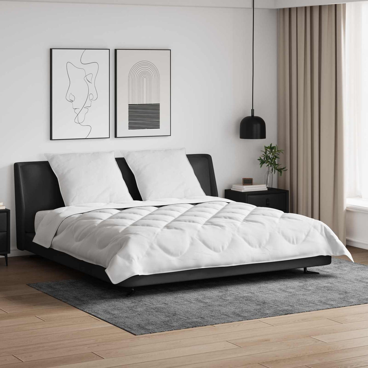Vidaxl all-season dekbed met kussen 3 pcs wit microvezel