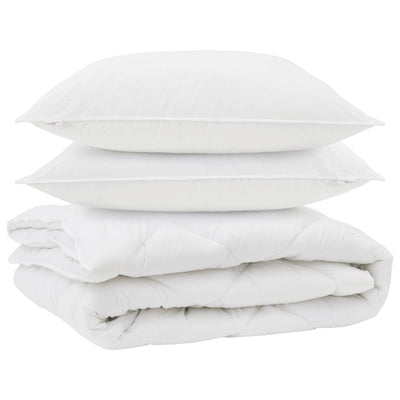 Vidaxl all-season dekbed met kussen 3 pcs wit microvezel