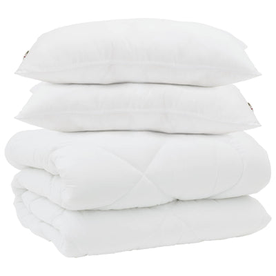 Vidaxl dekbed met kussens 3 pcs wit microfiber en dons feather