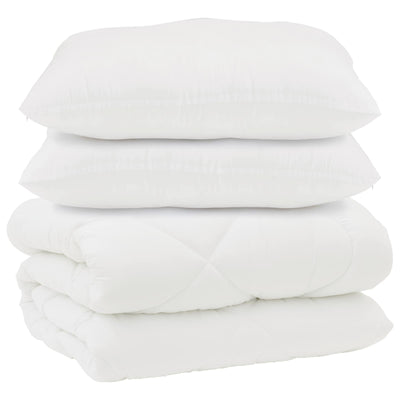 Vidaxl dekbed met kussens 3 pcs wit microfiber en dons feather