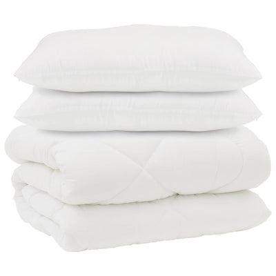 Vidaxl edredón con almohadas 3 piezas microfibra blanco y plumón