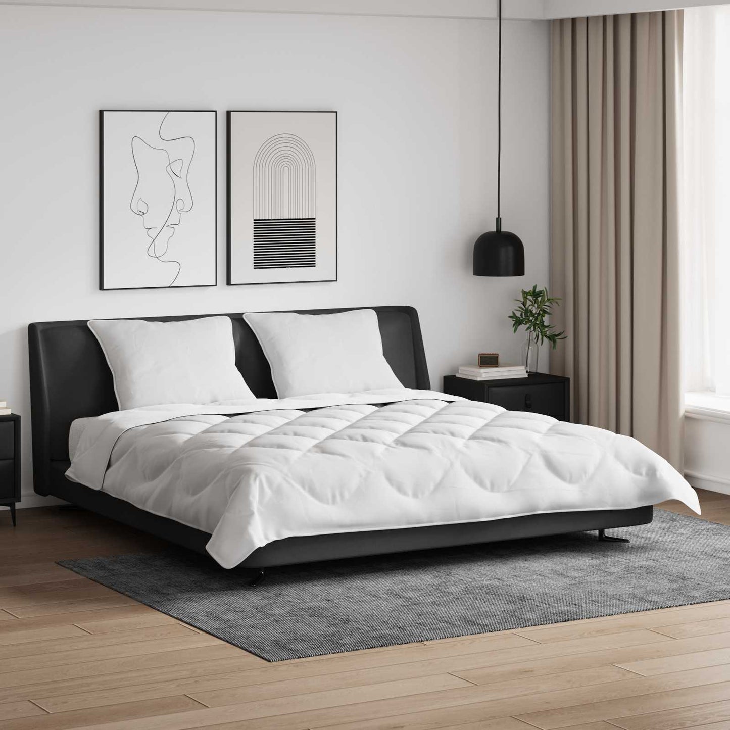 Vidaxl dekbed set met kussen 3 pcs wit microfiber en dons feather