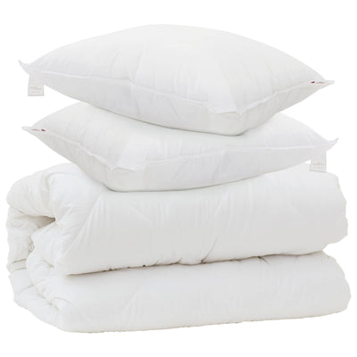 Vidaxl dekbed met kussens met kussen 3 pcs wit microvezel
