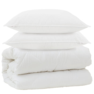 Vidaxl dekbed met kussens met kussen 3 pcs wit microvezel