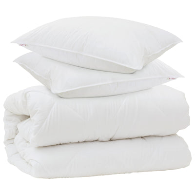 Vidaxl dekbed met kussens met kussen 3 pcs wit microvezel
