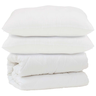 Vidaxl dekbed met kussen 3 pcs wit microfibre