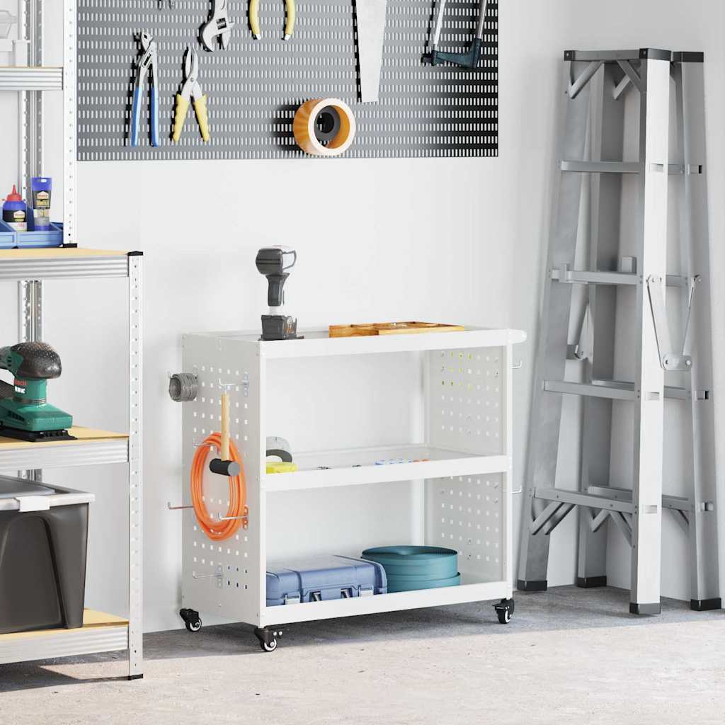 Vidaxl gereedschapswagen wit 75 x 35 x 73 cm koudgewalst staal