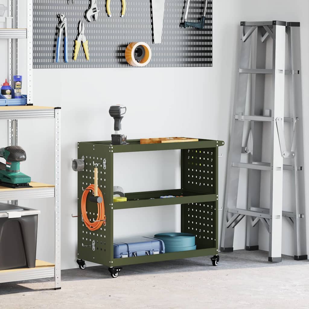 Vidaxl gereedschapswagen olijf groen 75 x 35 x 73 cm koudgewalst staal