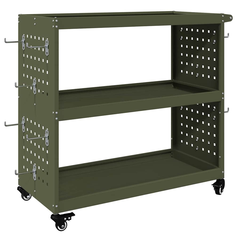 Vidaxl gereedschapswagen olijf groen 75 x 35 x 73 cm koudgewalst staal