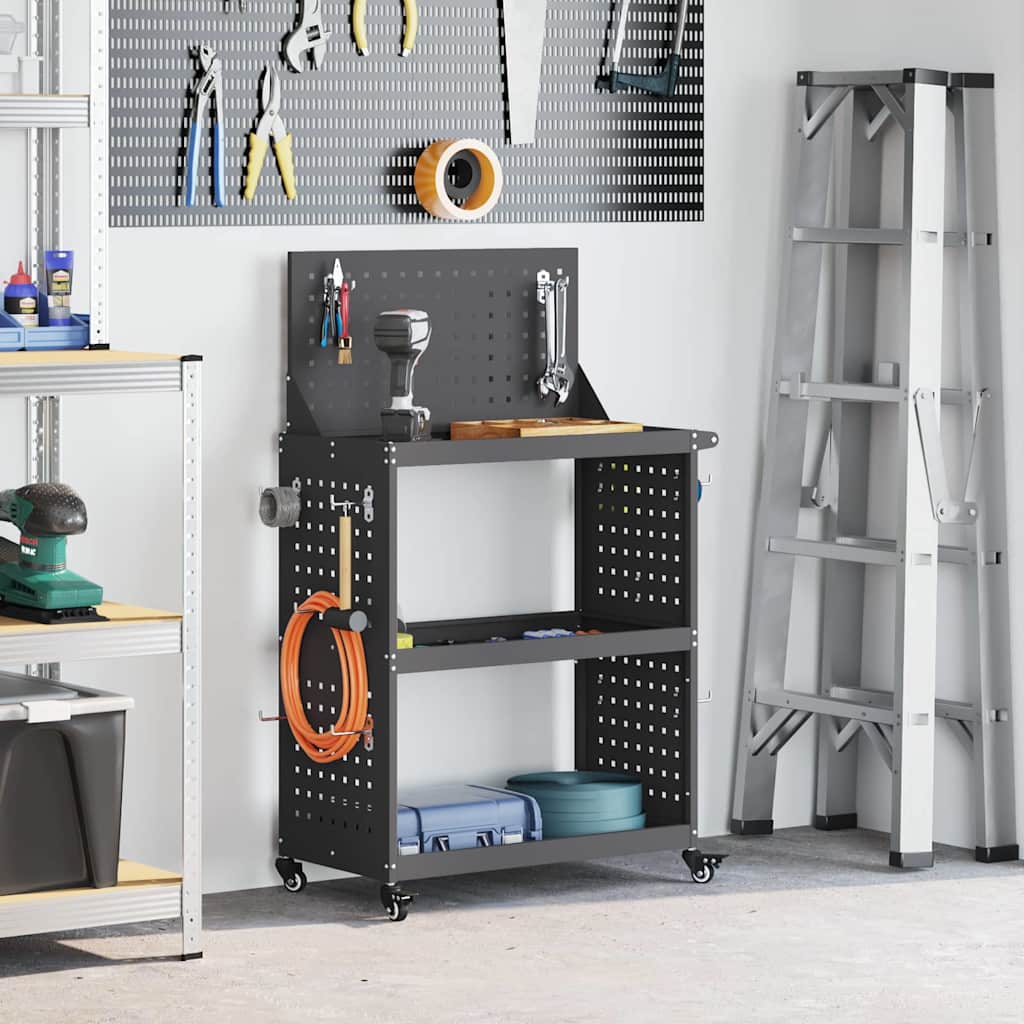 Vidaxl gereedschapswagen zwart 65 x 35 x 111 cm koudgewalst staal