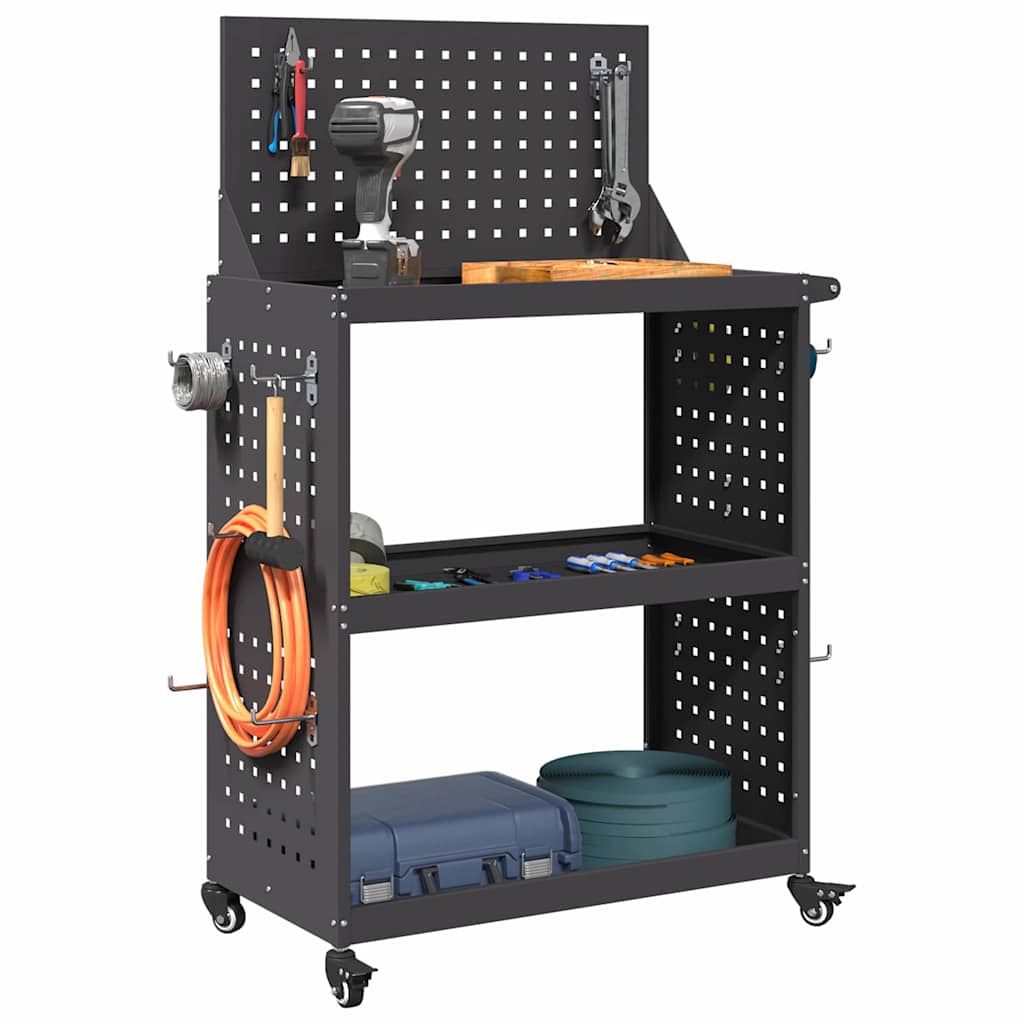 Vidaxl gereedschapswagen zwart 65 x 35 x 111 cm koudgewalst staal