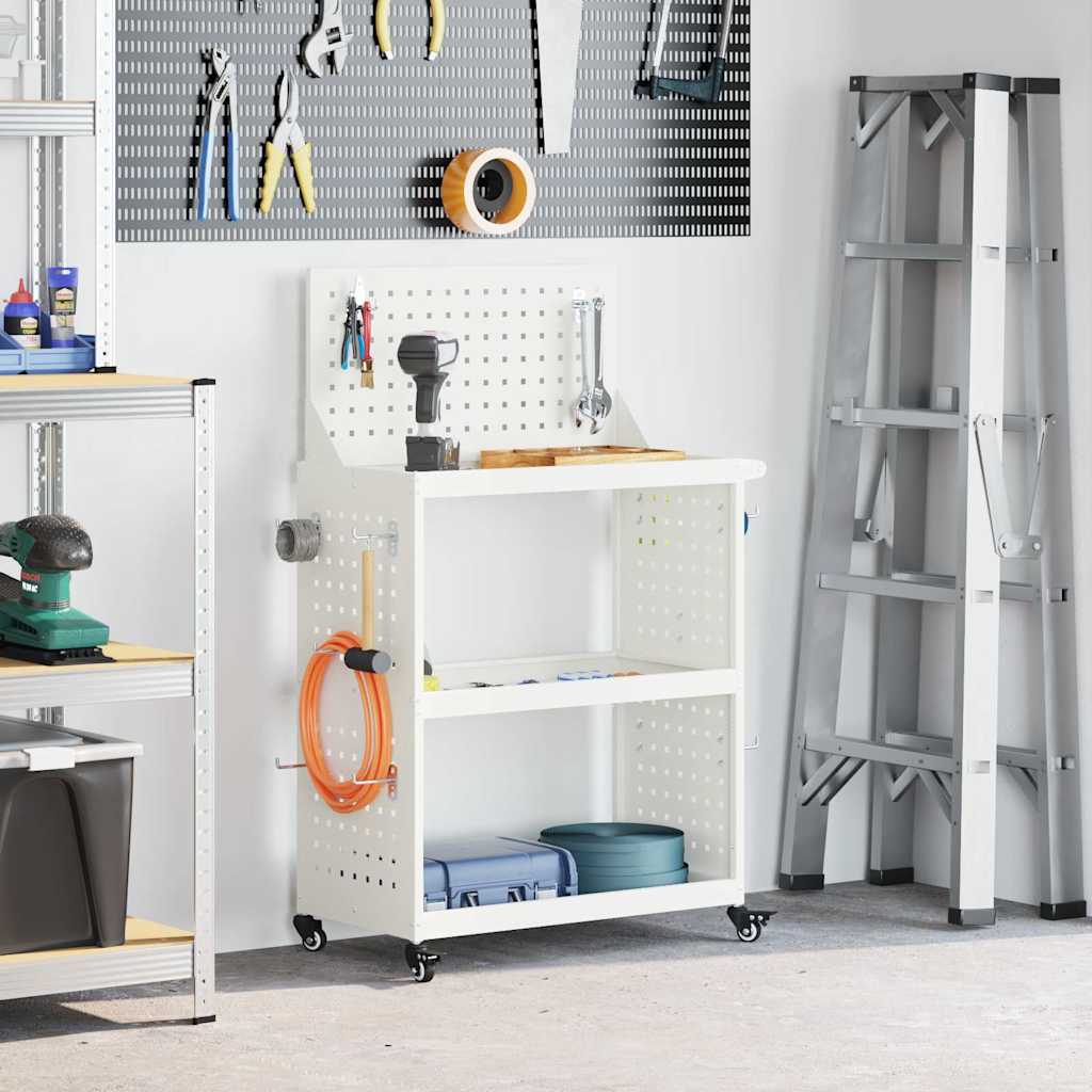 Vidaxl gereedschapswagen wit 65 x 35 x 111 cm koudgewalst staal