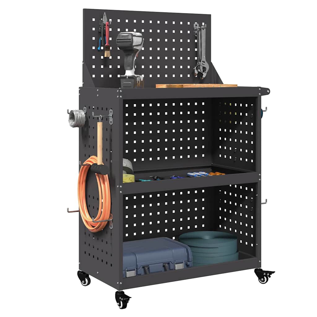 Vidaxl gereedschapswagen zwart 65 x 35 x 111 cm koudgewalst staal