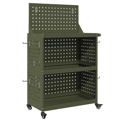 Vidaxxl carro de herramientas con estante verde oliva 65 x 35 x 111 cm