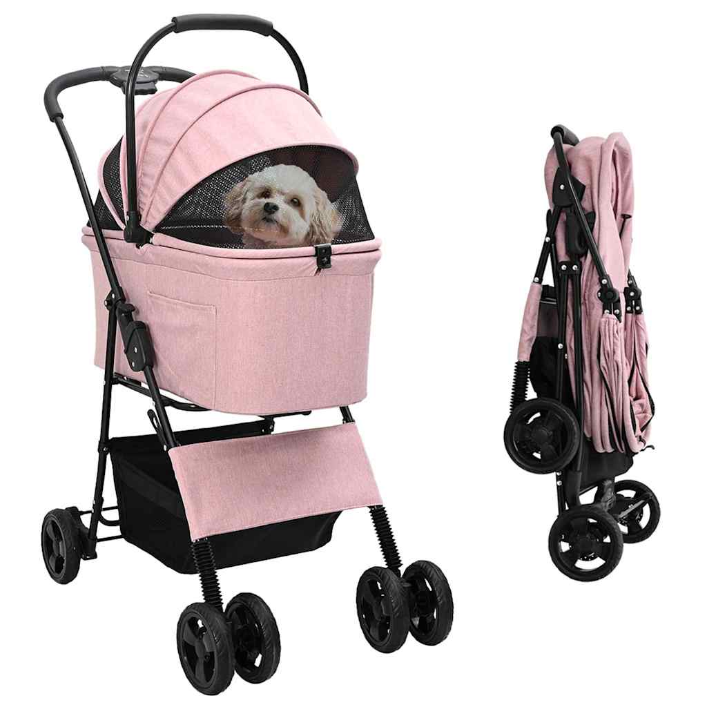 Vidaxx cochecito plegable para mascotas rosa 81 x 47 x 99 cm poliéster