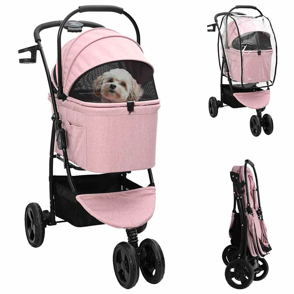Vidaxl opvouwbare huisdierenwagen roze 78 x 54 x 101 cm polyester