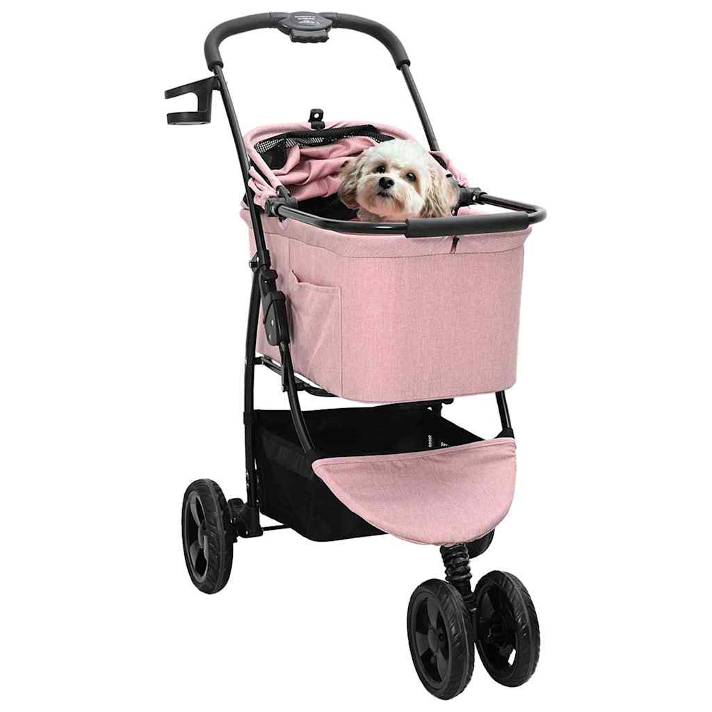 Vidaxl opvouwbare huisdierenwagen roze 78 x 54 x 101 cm polyester