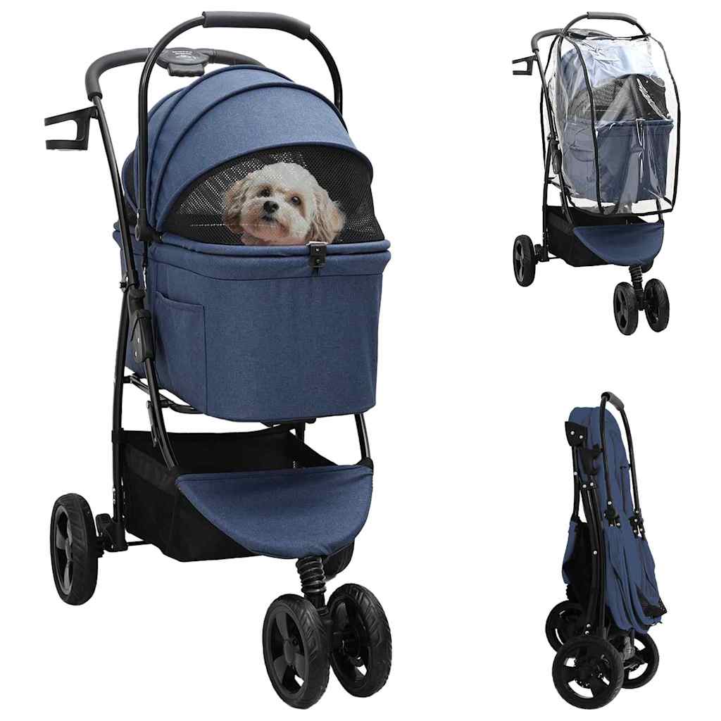 Vidaxl opvouwbare huisdierenwagen blauw 78 x 54 x 101 cm polyester