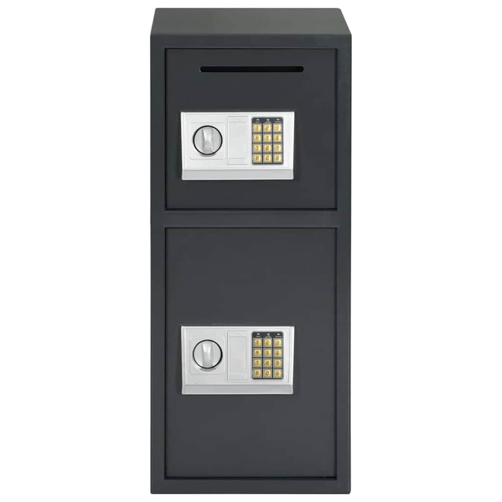 Vidaxl caja fuerte digital con cerradura gris oscuro 35 x 31 x 80 cm acero