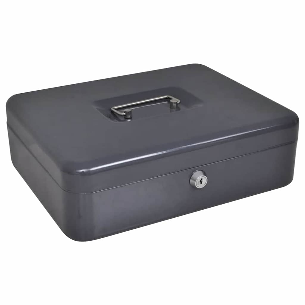 Vidaxl cash box met slot donkergrijs 30 x 24 x 9 cm staal